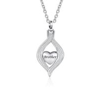 OutstandLong Teardrop Heart Cremation Urn Necklace for Ashes Memorial Pendant, M, Metal, No Gemstone