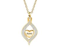 OutstandLong Teardrop Heart Cremation Urn Necklace for Ashes Memorial Pendant, M, Metal, No Gemstone