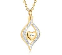 OutstandLong Teardrop Heart Cremation Urn Necklace for Ashes Memorial Pendant, M, Metal, No Gemstone