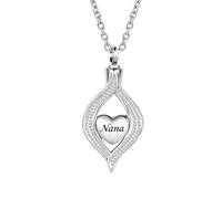 OutstandLong Teardrop Heart Cremation Urn Necklace for Ashes Memorial Pendant, M, Metal, No Gemstone