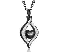 OutstandLong Teardrop Heart Cremation Urn Necklace for Ashes Memorial Pendant, M, Metal, No Gemstone