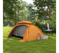 OUTSUNNY 1-2 Man Aluminium Frame Camping Tent Dome Tent with Removable Rainfly in Orange | Size: Double Outsunny Orange Double