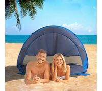 Outsunny 1-2 Person Pop up Beach Tent Hiking UV 30+ Protection Patio Sun Shade Shelter Portable Automatic - Blue Blue