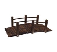 Outsunny 1.5M Wooden Garden Bridge Lawn Dcor Stained Finish Arc Outdoor Pond Walkway W/ Railings Water Yard Decoration