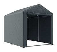 Outsunny 1.6 x 2.2m Garden Storage Shed Tent, Portable Shed Shelter with Galvanised Steel Frame and Large Door, for Motorbike, Garden Tools, Bike Storage, Dark Grey Dark Grey