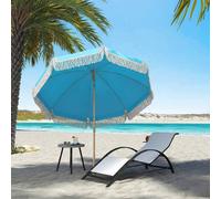 Outsunny 1.7 m Beach Umbrella Portable Parasol, Blue, Blue
