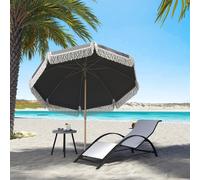 Outsunny 1.7 m Beach Umbrella, Adjustable Height Portable Parasol, Grey