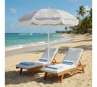 Outsunny 1.8 m Beach Umbrella Parasol with Sand Anchor, 30 Tilt, Light Grey