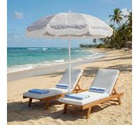 Outsunny 1.8 M Beach Umbrella Parasol With Sand Anchor, 30° Tilt In Light Grey Light Grey