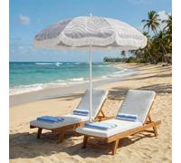 Outsunny 1.8 m Beach Umbrella Parasol with Sand Anchor, 30 Tilt, Light Grey