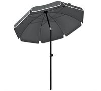 Outsunny 1.8 m Beach Umbrella Parasol with Sand Anchor, Portable 30° Tilting Patio Sun Shade with Adjustable Height, Dark Grey
