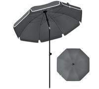 Outsunny 1.8 m Beach Umbrella Parasol with Sand Anchor, Portable 30° Tilting Patio Sun Shade with Adjustable Height, Carry Bag, UV Protection, Dark Grey
