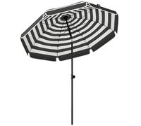 Outsunny 1.8 m Beach Umbrella Parasol with Sand Anchor, Portable 30° Tilting Patio Sun Shade with Adjustable Height, Grey/White