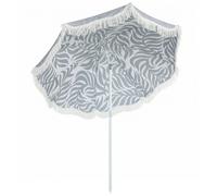 Outsunny 1.8 m Beach Umbrella Parasol with Sand Anchor, Portable Tilting Garden Parasol with Adjustable Height, Light Grey