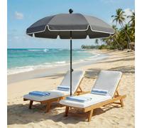 Outsunny 1.8 m Beach Umbrella Parasol with Sand Anchor, Tilt, Dark Grey, Grey