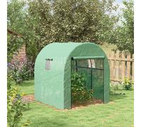OUTSUNNY 1.8 x 1.8 x 2m Polytunnel Greenhouse with Doors & Mesh Windows in Green Outsunny Green