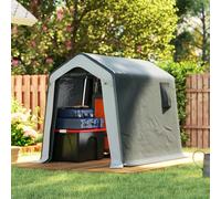 Outsunny 1.8 x 2.4m Portable Storage Shed Heavy Duty Motorbike Shed - PE, Galvanised Steel - Garden Storage Tent - Dark Grey and Light Grey