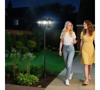 Outsunny Garden Free Standing 3 Light Solar Lamp Post, Black