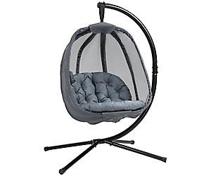 OutSunny 1 Seat Hanging Chair Steel, Mesh, PL (Polyester), PP (Polypropylene) Cotton Grey 970 x 1,260 x 1,720 mm