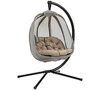OutSunny 1 Seat Hanging Chair Steel, Mesh, PL (Polyester), PP (Polypropylene) Cotton Khaki 970 x 1,260 x 1,720 mm
