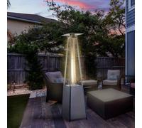 Outsunny 10.5KW Propane Patio Heater Freestanding Pyramid Gas Outdoor Tower Heater Warmer with Wheels, Rain Cover, Regulator and Hose - Silver Silver