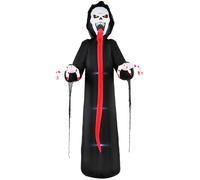 Outsunny 10 FT Halloween Inflatable Skeleton with Built-in LED Lights, Black
