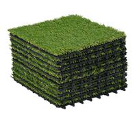 Outsunny 10 PCs 30 x 30cm Artificial Grass Turf, 25mm Pile Height Grass Carpet Fake Grass Mat UV Resistance for Outdoor Aosom UK