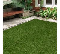 Outsunny 10 PCs 30 x 30cm Artificial Grass Turf Carpet with 25mm Pile Height, Green