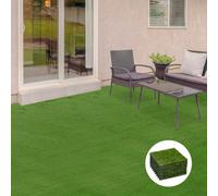 Outsunny 10-Piece Artificial Grass Set, Weatherproof Turf Tiles, Outdoor Carpet