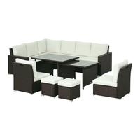 Outsunny Seven-Piece Rattan Garden Sofa Set with Expanding Table - Light Grey, none