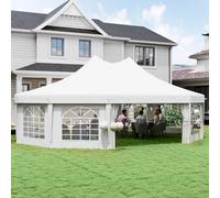Outsunny 10 Sides Decagonal Garden Gazebo Marquee Party Tent (8.9m x 6.5m) - White, White