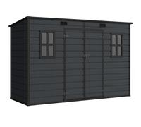 Outsunny 10 x 4 ft Resin Garden Shed, Outdoor Storage Shed with Floor, Windows, Lockable Doors and Vents, Dark Grey