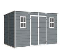 Outsunny 10 x 6 ft Resin Garden Shed, Outdoor Storage Shed with Floor, Windows, Lockable Doors and Vents, Grey