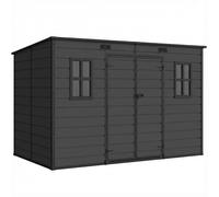 Outsunny 10 x 6 ft Resin Garden Shed, Outdoor Storage Shed with Floor, Windows, Lockable Doors and Vents, Dark Grey