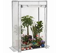 Outsunny 100 X 50 X 150Cm Greenhouse W/ Zipper Roll-Up Door Outdoor In White White