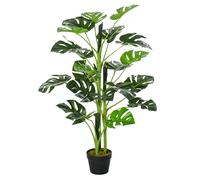 OUTSUNNY 100cm/3.3FT Artificial Monstera Tree Fake Plant in Pot Indoor in Green Outsunny Green
