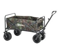 Outsunny 100KG Festival Trolley on Wheels, Folding Camping Trolley Cart with Telescopic Handle, Carry Bag and All-Terrain Big Wheels, for Garden Beach Fishing, Camouflage Camouflage