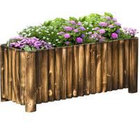 Outsunny 100L Raised Flower Bed Wooden Rectangular Planter Container Box Flower