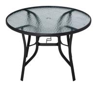 Outsunny 106cm Round Garden Dining Table with Parasol Hole, Black