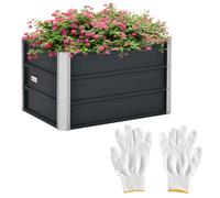 Outsunny 108L Galvanized Steel Raised Garden Be, 66 x 47 x 40cm, Grey | Elevated Planter Box, Installation Gloves, Backyard Patio, Grow Vegetables Herbs and Flowers