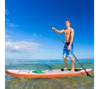 Outsunny 10Ft Inflatable Non-Slip Paddle Stand Up Board w/ Adjustable Paddle - White - PVC, EVA - 320cmx76cmx15cm