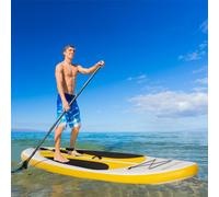 Outsunny 10Ft Inflatable Paddle Stand Up Board, Adjustable Paddle Non-Slip Deck - White - PVC, EVA - 305cmx76cmx15cm