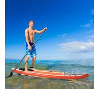 Outsunny 10Ft Inflatable Paddle Stand Up Board w/ Adjustable Paddle - White - White - PVC, EVA - 320cmx76cmx15cm