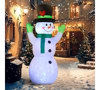 Outsunny 10ft Inflatable Snowman w/ Black Hat, Green Scarf for Garden Yard