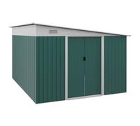 Outsunny 11.3x9.2ft Steel Garden Storage Shed w/ Sliding Doors & 2 Vents, Green