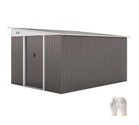 Outsunny 11.3x9.2ft Steel Garden Storage Shed Tool House w/Sliding Doors & 2 Air