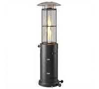 Outsunny 11 KW Freestanding Gas Patio Heater, Propane Heater, Black | Adjustable, Outdoor, Garden, Tip-Over Switch, Wheels, Pulse Ignition, Tank Room with Openable Door
