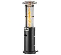 Outsunny 11 KW Freestanding Gas Patio Heater, Propane Heater, Black | Adjustable, Outdoor, Garden, Tip-Over Switch, Wheels, Pulse Ignition, Tank Room with Openable Door