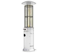 Outsunny 11 KW Freestanding Gas Patio Heater, Propane Heater, Silver | Adjustable, Outdoor, Garden, Tip-Over Switch, Wheels, Pulse Ignition, Tank Room with Openable Door