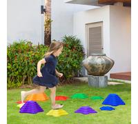 Outsunny 11-Piece Balance Stepping Stones for Kids Starfish Style Non-slip Obstacle Course Stackable Balance Blocks Garden Toys Encourage Toddler Balance Indoor Outdoor - Multicoloured